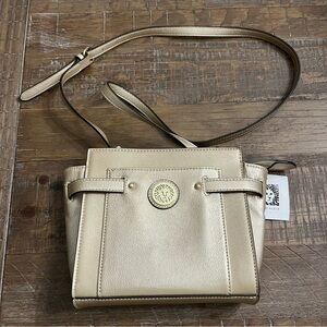 NWT ANNE KLEIN Gold on gold cross body bag.